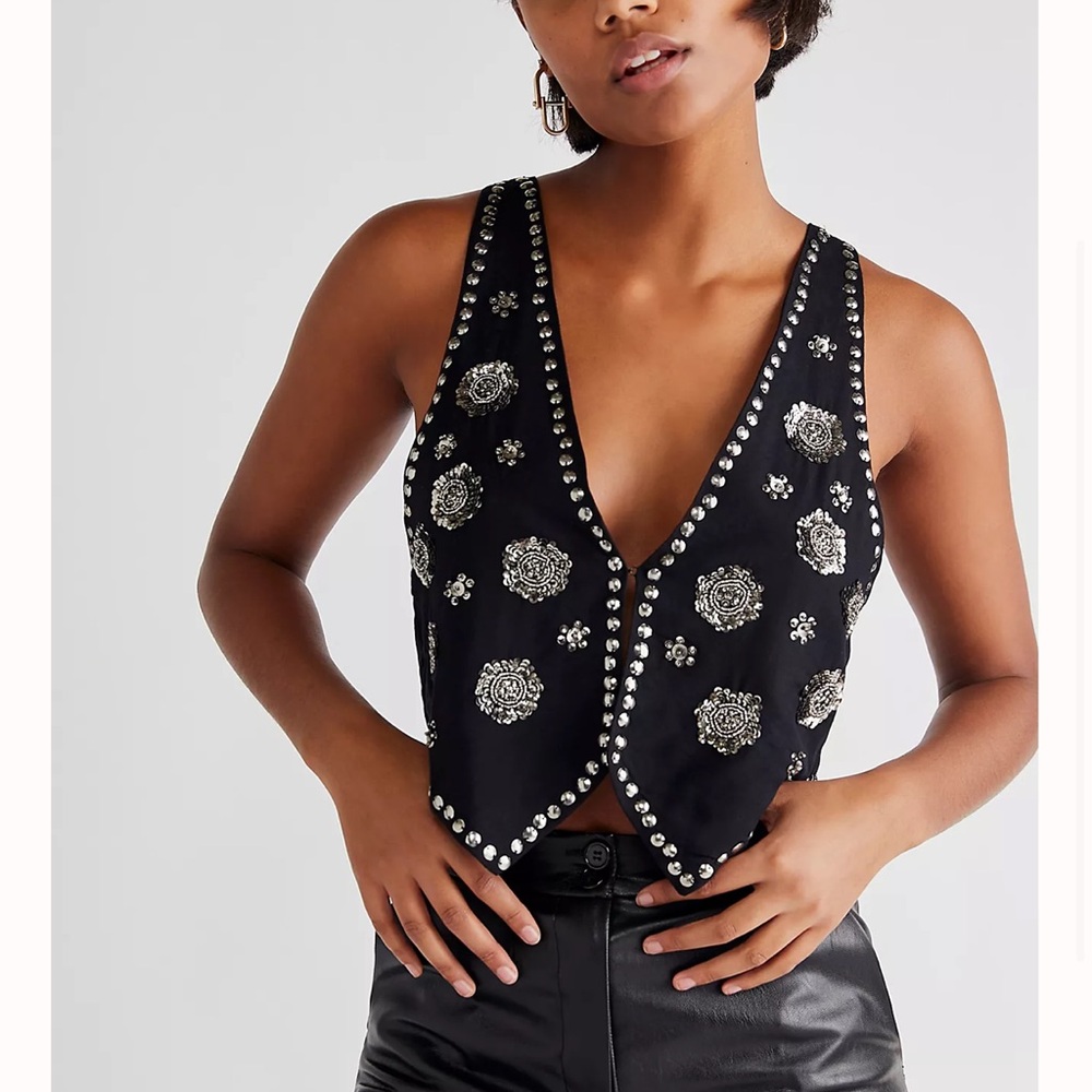 RARE Free People Shivonne Embellished Vest COACHELLA